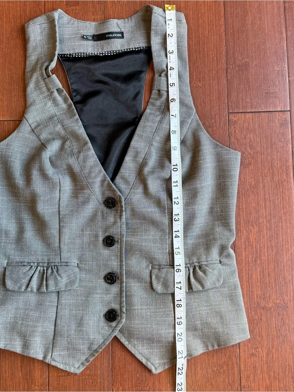 Maurices Gray Pinstripe Button Front Vest - M